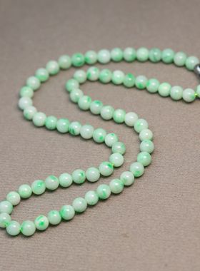 #K162糯种飘阳绿缅甸天然A货翡翠素面圆珠子项链手链