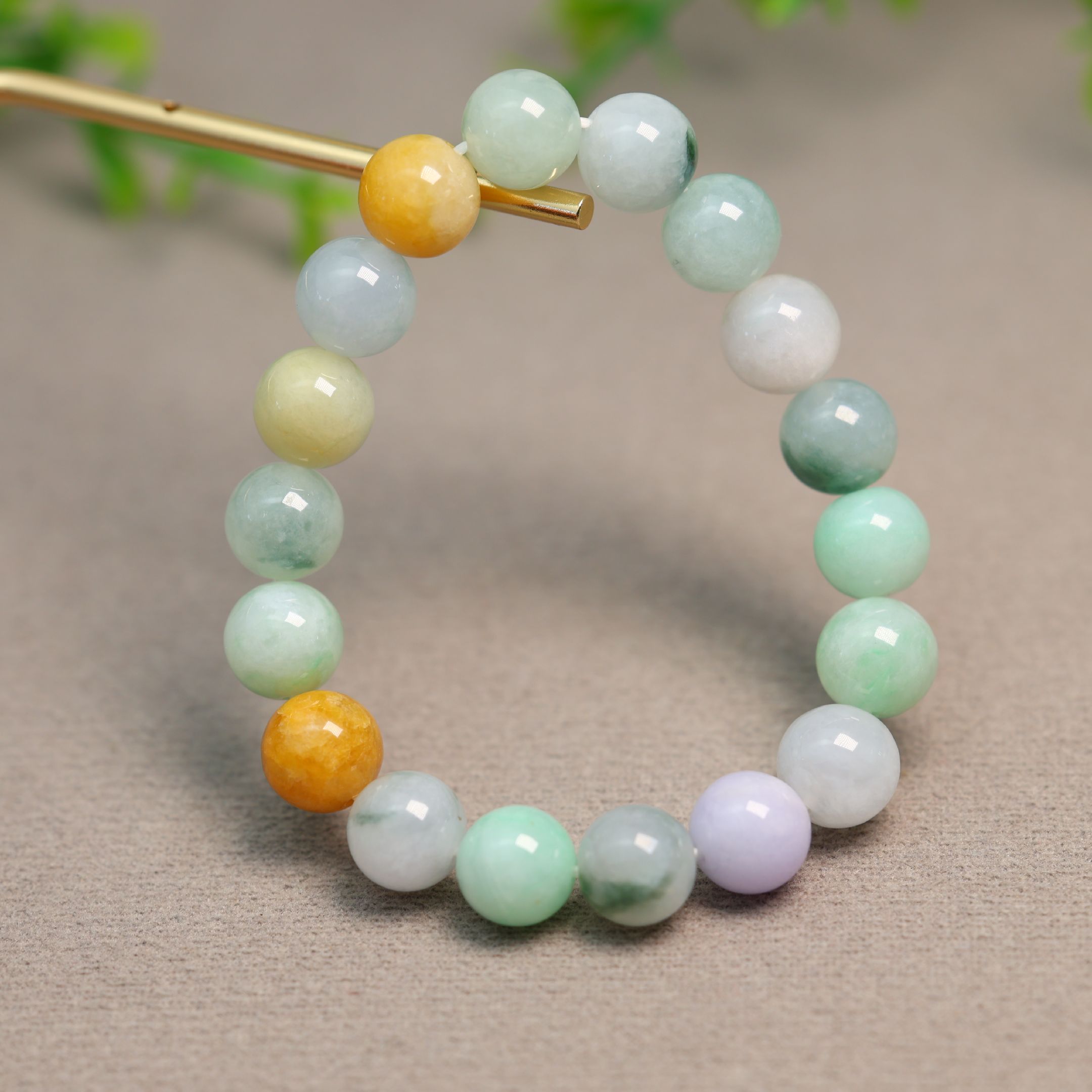 天然A货翡翠素面圆珠子手串