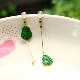 一对18K金镶嵌满绿天然A货翡翠福禄不对称款 H169 耳环耳坠
