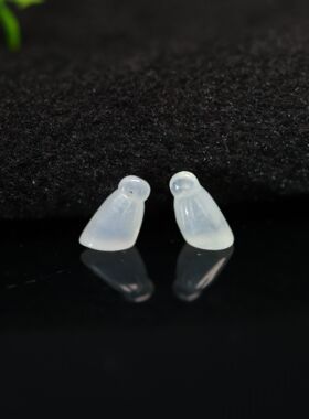 #J557一对白色冰种天然A货翡翠莲蓬吊坠小坠角