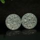 B707一对老坑冰种天然A货翡翠龙纹雕花圆片 可镶嵌耳坠吊坠
