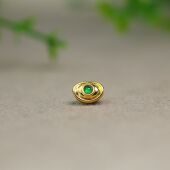 L113 18K金冰种满绿天然A货翡翠元 宝 通孔 DIY手串珠链配件