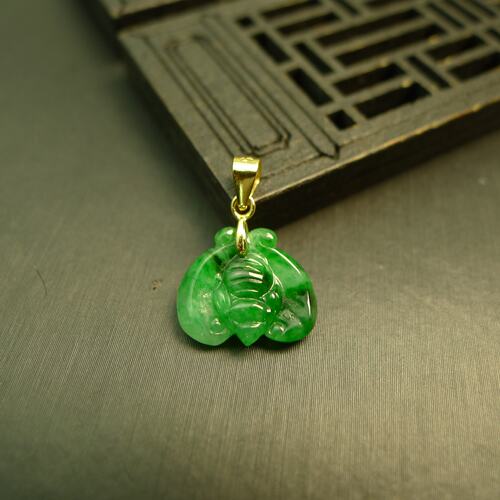 缅甸天然A货翡翠福在眼前小吊坠