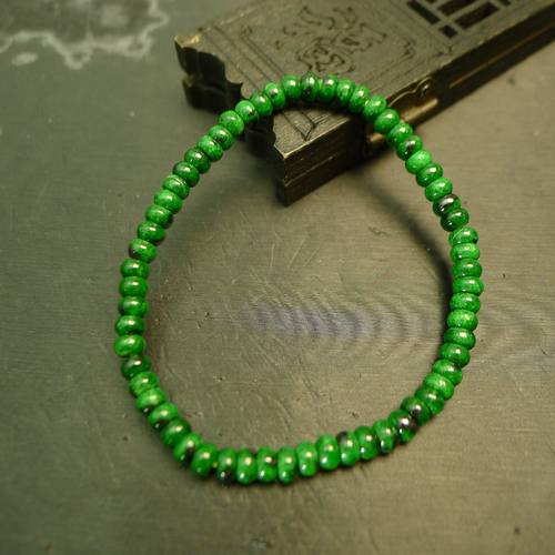 天然A货翡翠算盘珠子隔珠手串