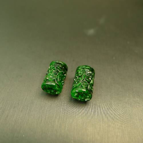 天然A货翡翠雕花路路通桶珠