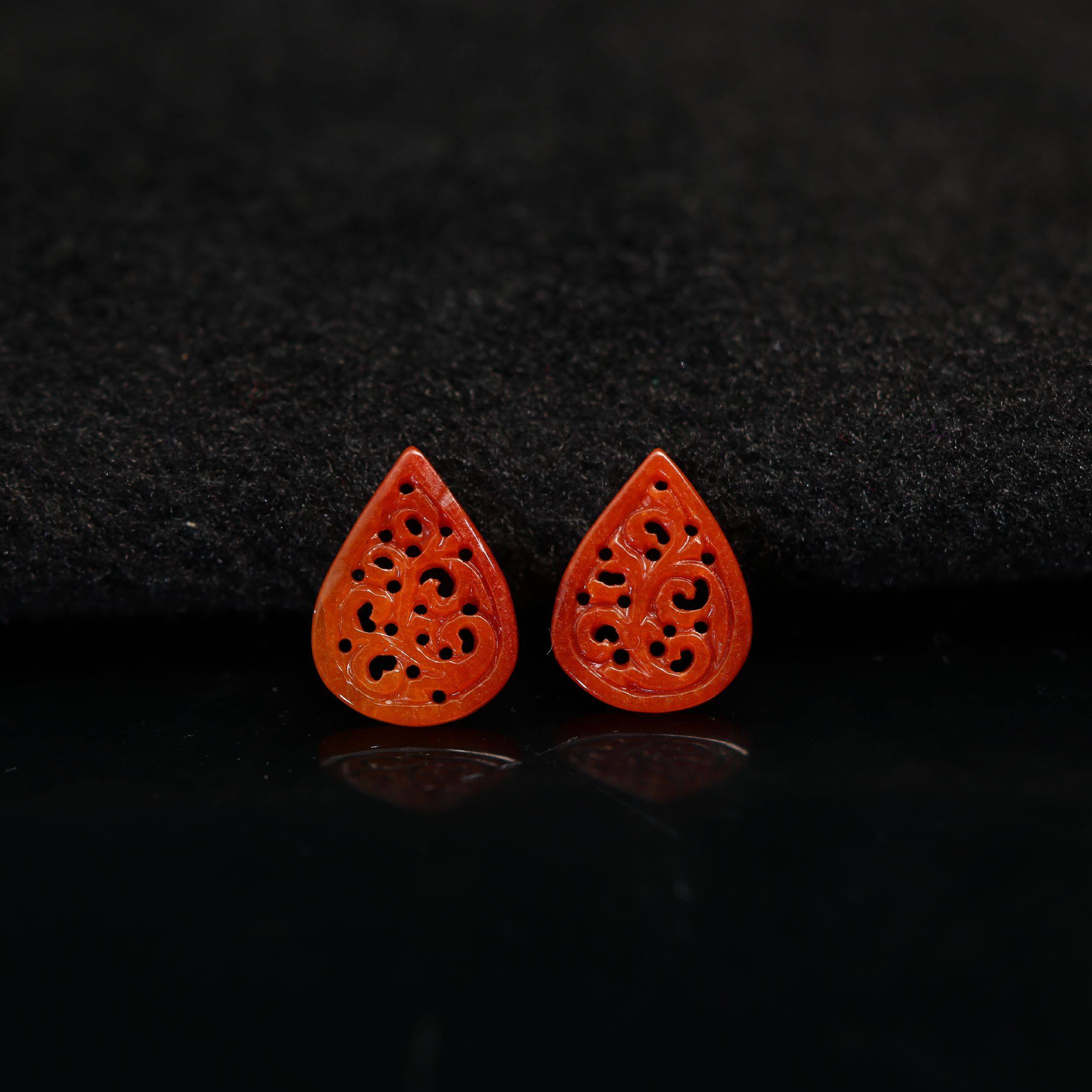 #K061一对缅甸天然A货红翡翡翠镂空水滴形耳坠花片裸石,珠宝/钻石/翡翠,翡翠裸石/蛋面,淘宝优惠券,粉丝福利购,淘宝优惠卷