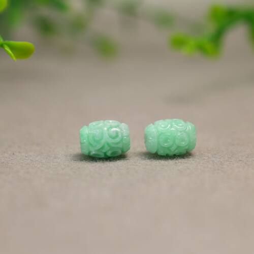 天然A货翡翠雕花路路通桶珠