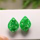 D543一对冰种阳绿天然A货翡翠镂空雕花耳坠花片
