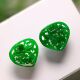 B477老坑冰种满色辣绿天然A货翡翠桃心形镂空雕花戒面耳坠花片