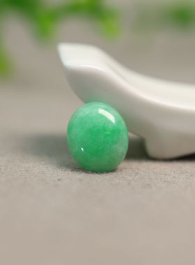 #J122糯种满色阳绿缅甸天然A货翡翠椭圆形蛋面戒面 镶嵌戒指裸石