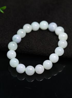 #K154白色冰种缅甸天然A货翡翠珠子手串手链