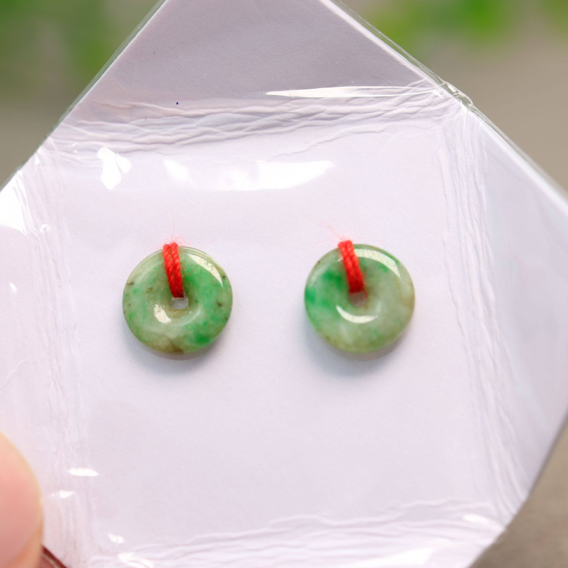 #K501一对黄加绿缅甸天然A货老翡翠小平安扣 镶嵌耳钉裸石,珠宝/钻石/翡翠,翡翠裸石/蛋面,淘宝优惠券,粉丝福利购,淘宝优惠卷