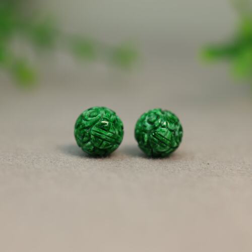 缅甸天然A货翡翠雕花珠子