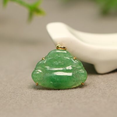 天然A货翡翠弥勒佛佛公锁骨吊坠
