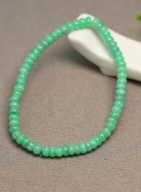 #J169冰糯种阳绿天然A货翡翠算盘珠子手链手串
