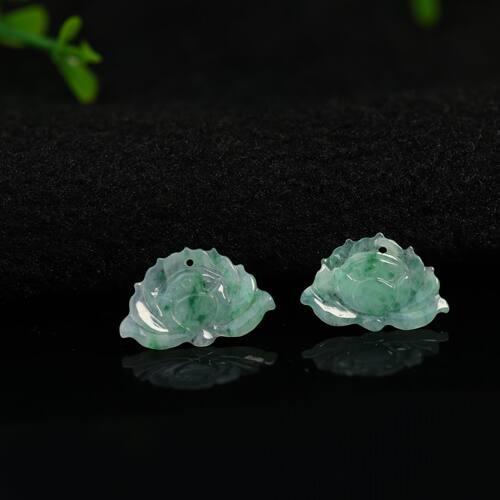 天然A货翡翠莲蓬莲花耳坠花片