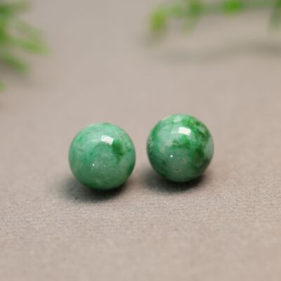 满绿天然A货翡翠珠子素面圆珠