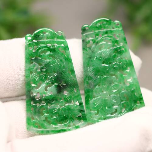 翡翠喜上眉梢雕花吊坠耳坠花片