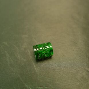 DIY手串珠串配件 I642满绿天然A货翡翠圆柱形管珠雕花桶珠