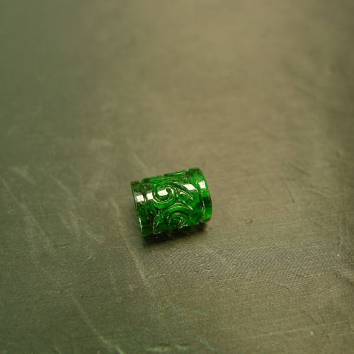 天然A货翡翠圆柱形管珠雕花桶珠