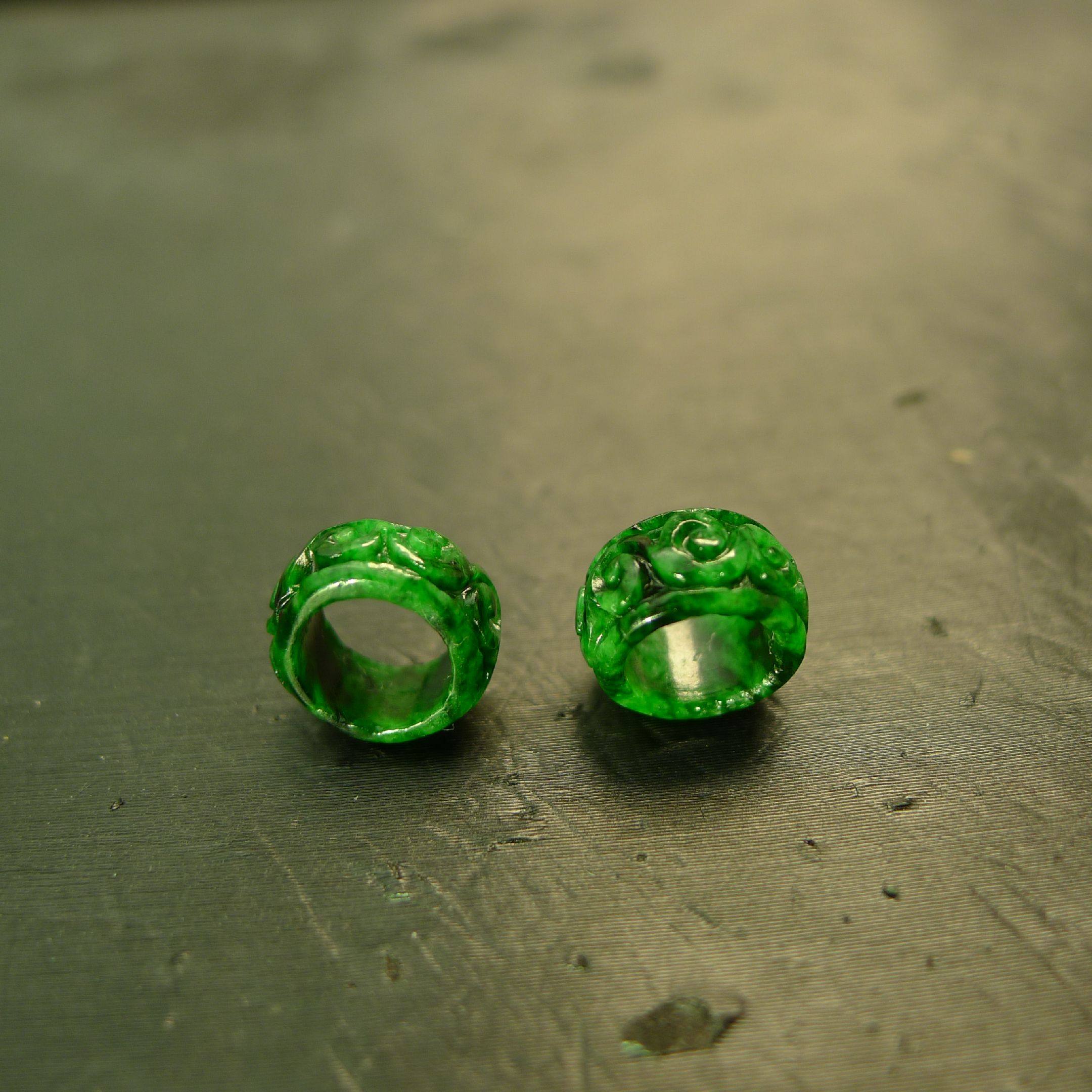 #J476满色辣绿缅甸天然A货翡翠雕花小环 镶嵌耳坠裸石,珠宝/钻石/翡翠,翡翠裸石/蛋面,淘宝优惠券,粉丝福利购,淘宝优惠卷