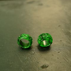 #J476满色辣绿缅甸天然A货翡翠雕花小环 镶嵌耳坠裸石