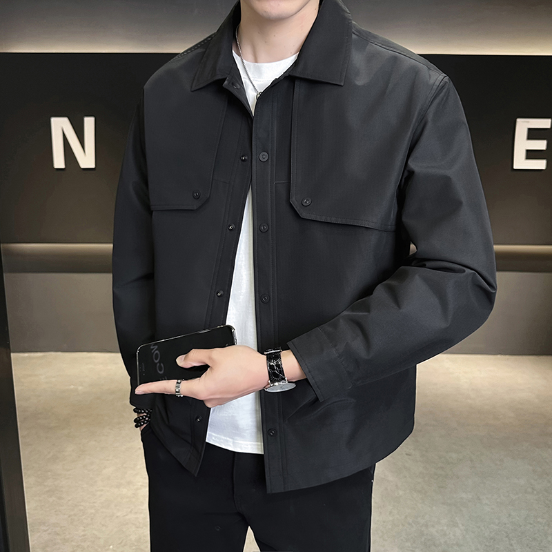 雷迪波尔官方设计感翻领衬衫式夹克外套男款痞帅潮牌高级感休闲百