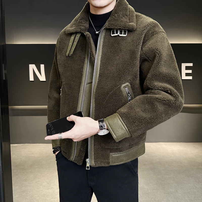 雷迪波尔官方皮毛一体外套男士痞帅冬季加厚潮牌高级感美式复古颗
