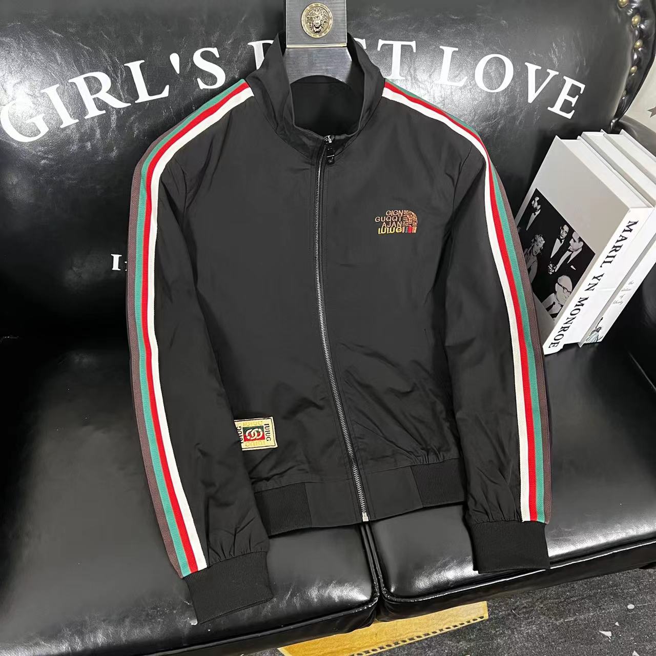 雷迪波尔官方欧洲站男士潮牌立领夹克衫春秋新款高档时尚潮流字母