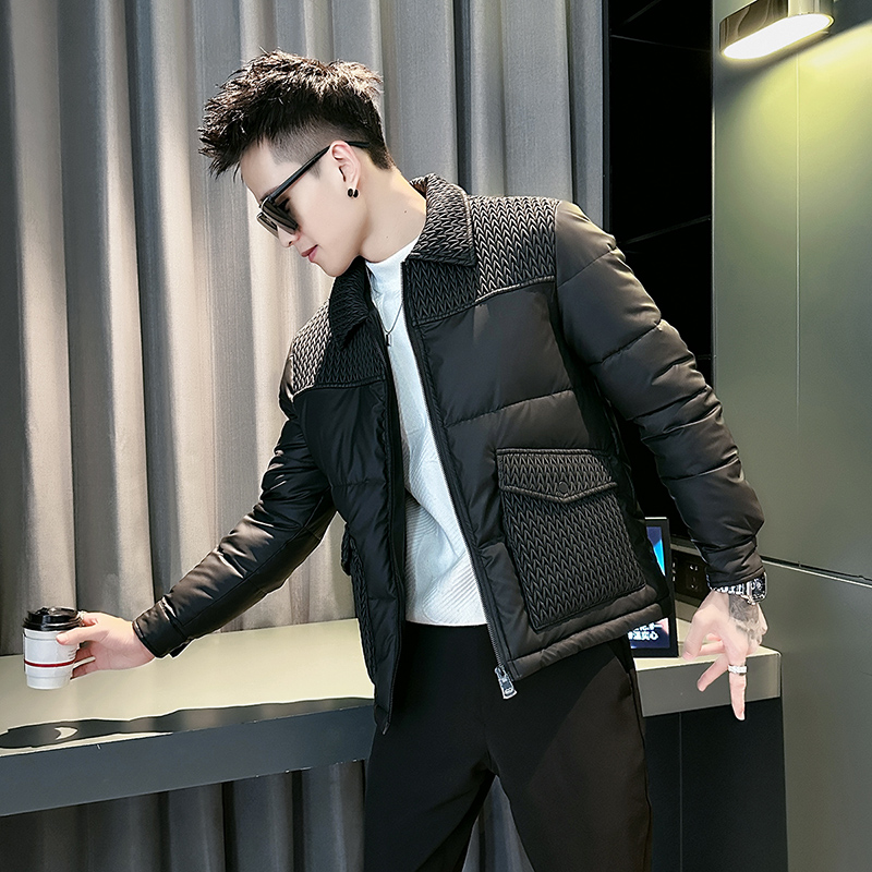 雷迪波尔官方高级感编织纹棉服男潮流保暖棉袄子冬季新款男装上衣