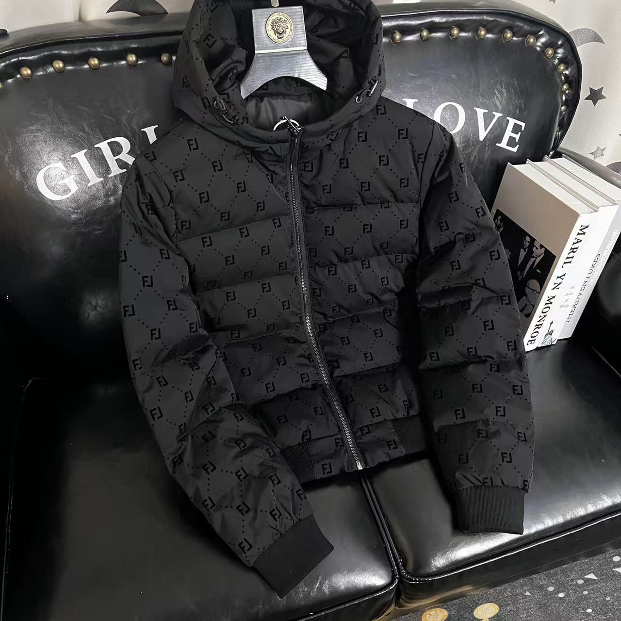 雷迪波尔官方欧洲站冬季男士白鸭绒外套潮牌植绒印花休闲连帽加厚