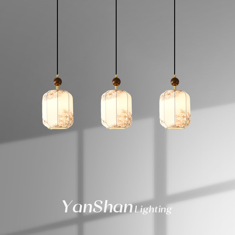 宋代美学餐厅吊灯中国风禅意餐桌吧台灯2025年新款布艺3头饭厅灯