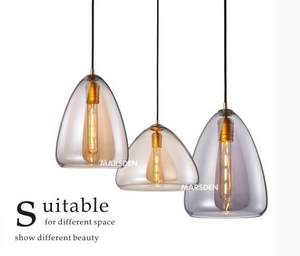 马斯登灯具现代简约吊灯铜玻璃单头餐桌吊灯玻璃吊灯吧台餐厅吊灯