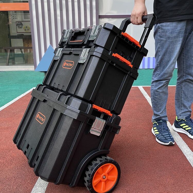 拓为组合式拉杆工具箱堆叠三层收纳箱大号带轮可移动安装工具箱车图片