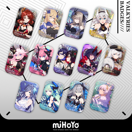 【米哈游/崩坏3】立绘系列女武神方形徽章盲盒吧唧（整组）miHoYo