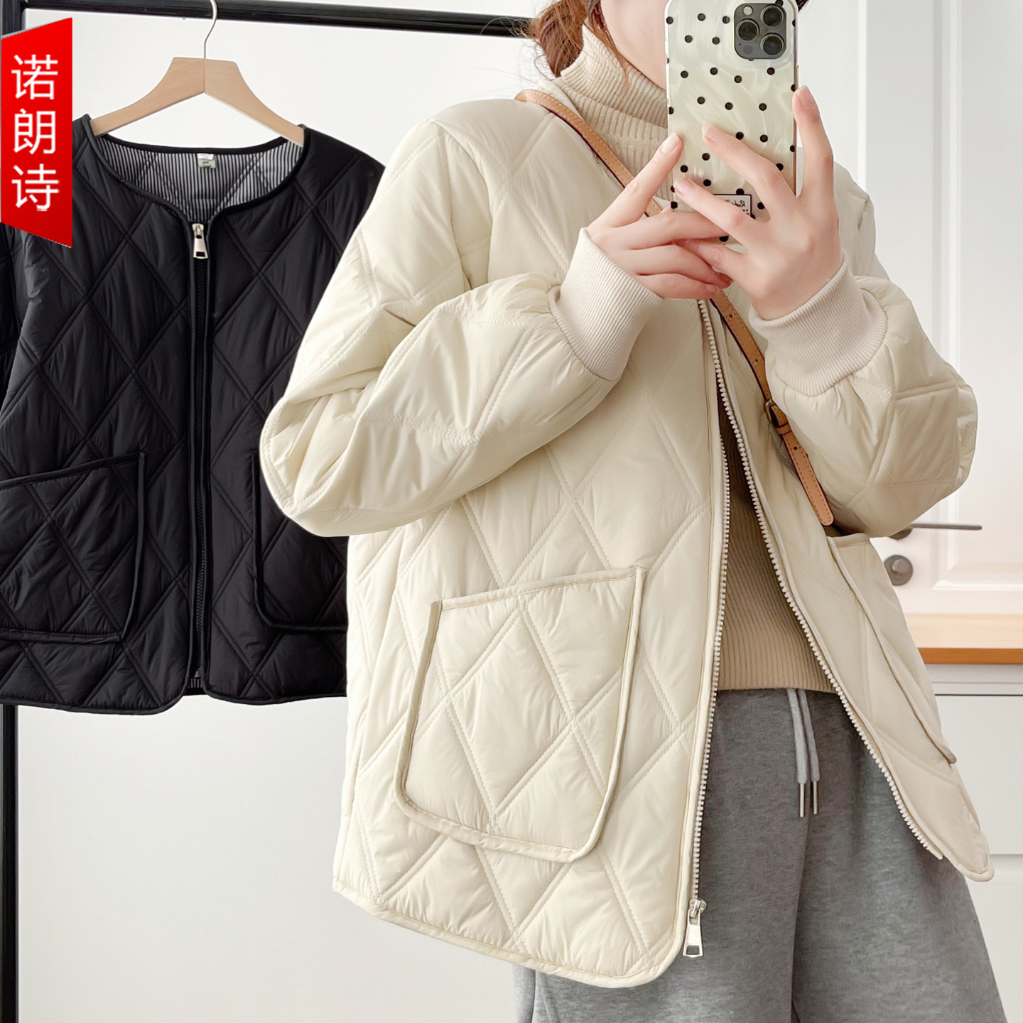 200斤胖mm拉链轻薄棉服外套秋冬