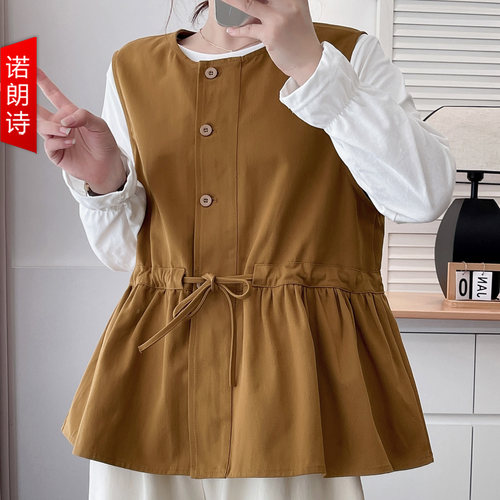 大码女装收腰马甲无袖外套洋气