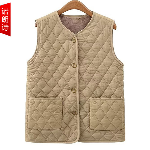 洋气胖妈妈加绒保暖时尚马甲上衣