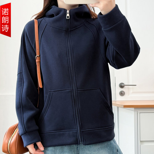 大码女装加绒加厚连帽卫衣外套冬