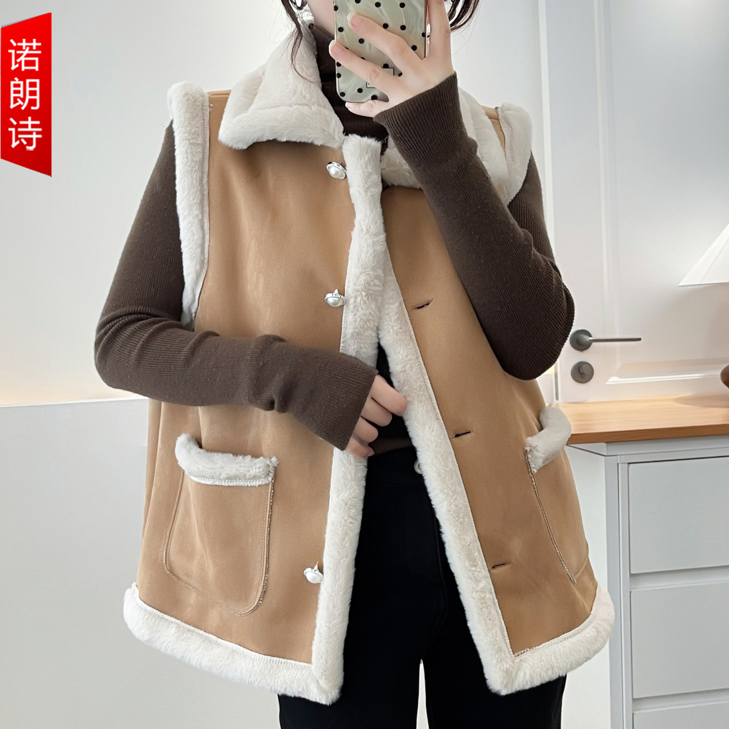 大码女装加绒保暖时尚洋气马甲女