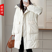 遮屁股大码 中长款 连帽保暖棉袄冬季 棉衣胖mm洋气200斤拉链外套潮