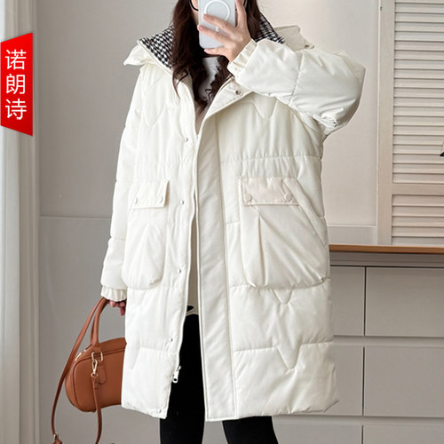 大码女装别致设计感连帽棉服冬装