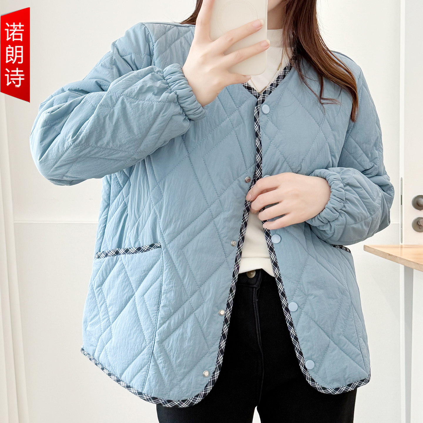 大码女装时尚设计感小香风棉服女