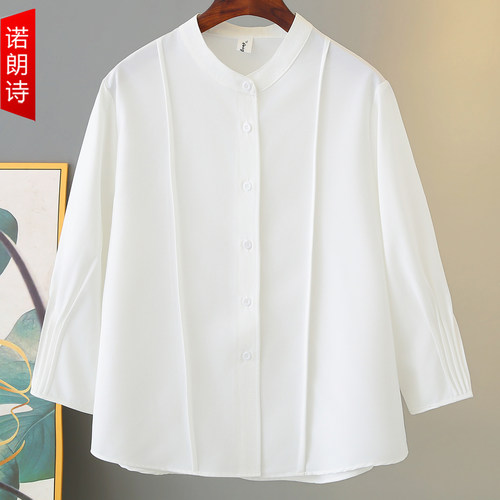 大码法式设计感七分袖衬衫上衣夏