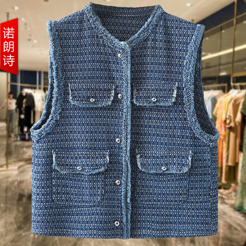 2025秋装小香风牛仔马甲背心女大码女装胖mm设计感法式无袖外套韩,女装/女士精品,常规大码外套,淘宝优惠券,粉丝福利购,淘宝优惠卷