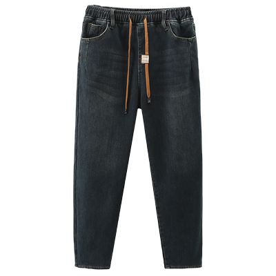 松紧腰哈伦牛仔加绒哈伦裤韩版