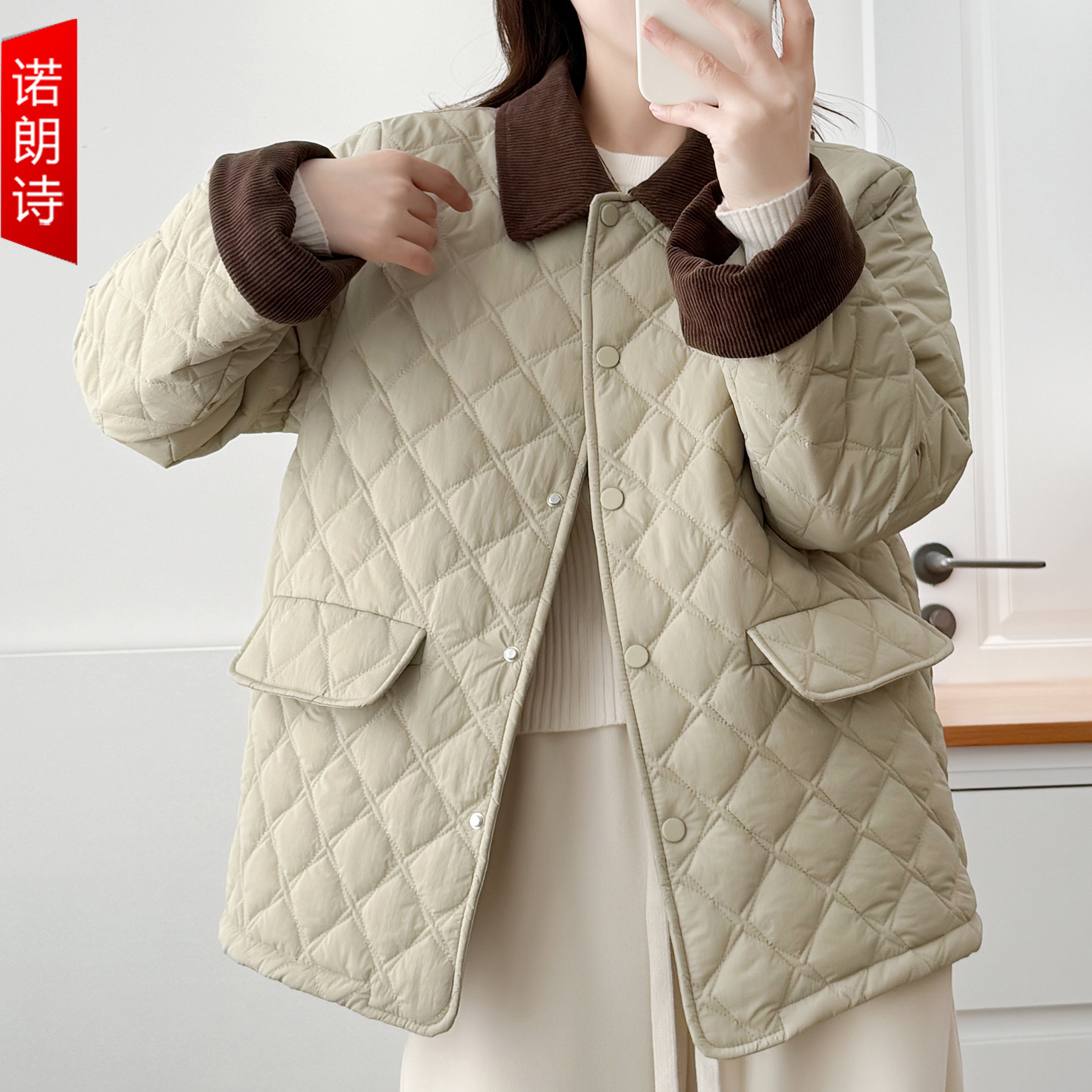 大码女装简约气质保暖显瘦棉服女