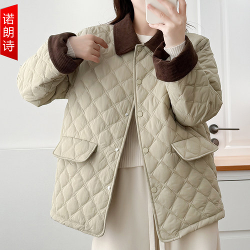 大码女装简约气质保暖显瘦棉服女