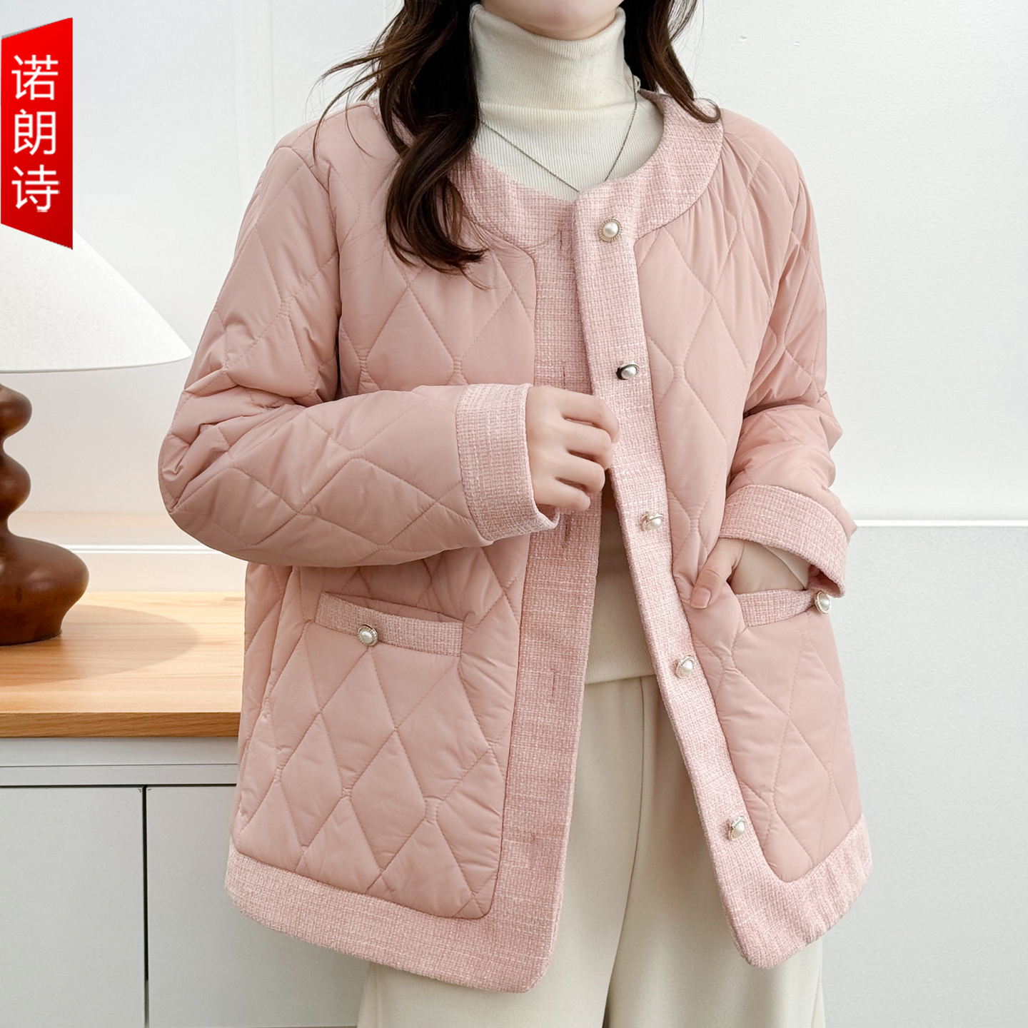 大码女装时尚气质小香风棉服外套