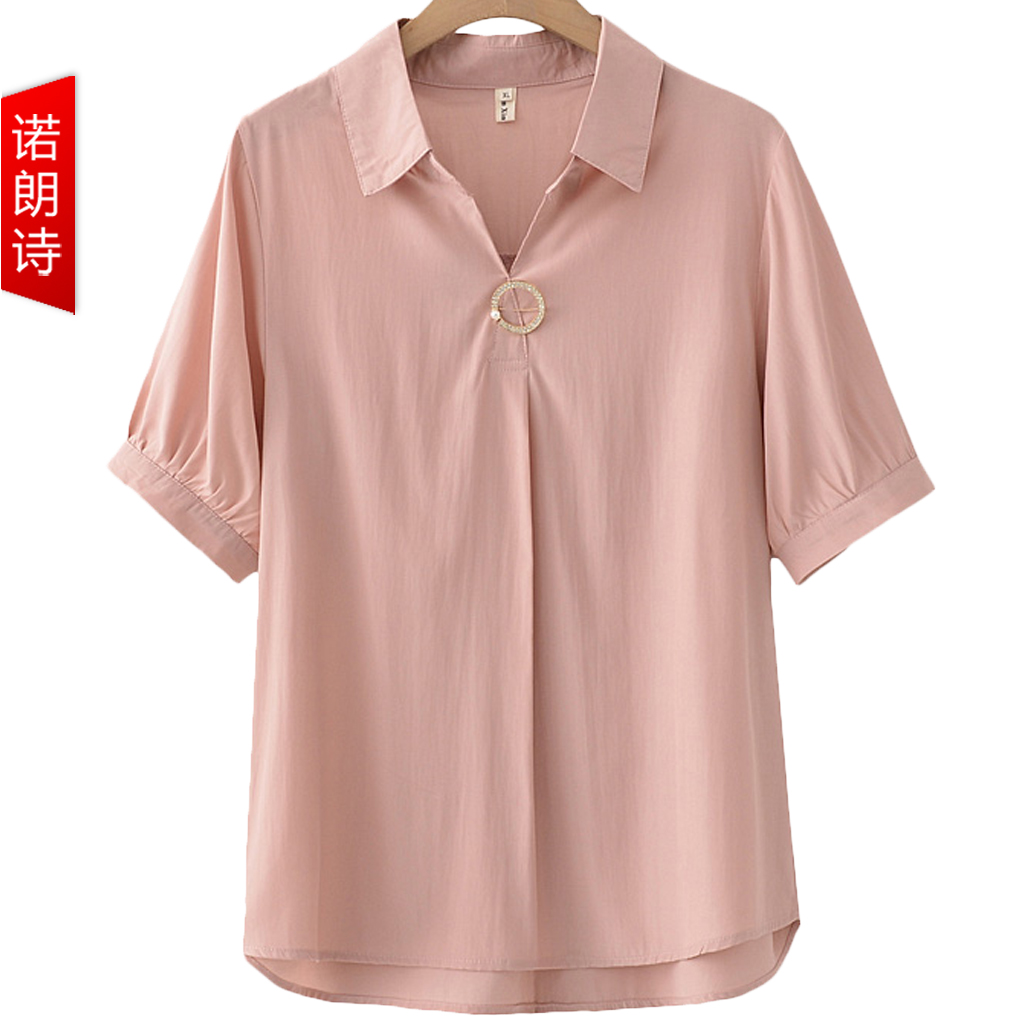 时尚妈妈装大码女装2025新款夏装雪纺衬衣气质宽松显瘦短袖衬衫女